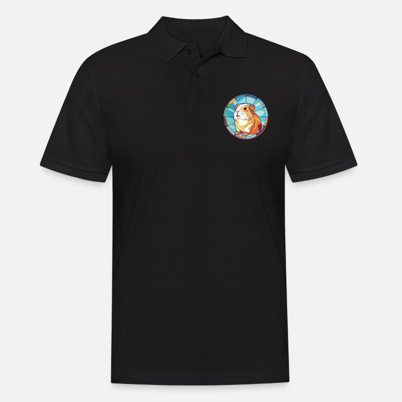 Illustration animale aquarelle colorée de cochon d'Inde - Polo Homme - noir