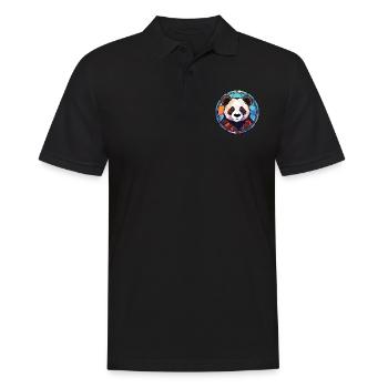 Panda Colorful Watercolor Animal Pet Illustration - Men's Polo Shirt - black - Front - Kai (181cm)