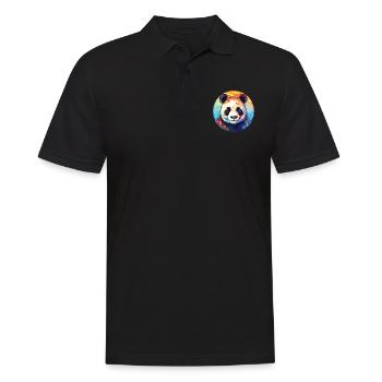 Panda Colorful Watercolor Animal Pet Illustration - Men's Polo Shirt - black - Front - Kai (181cm)