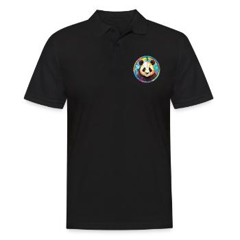Panda Colorful Watercolor Animal Pet Illustration - Men's Polo Shirt - black - Front - Kai (181cm)