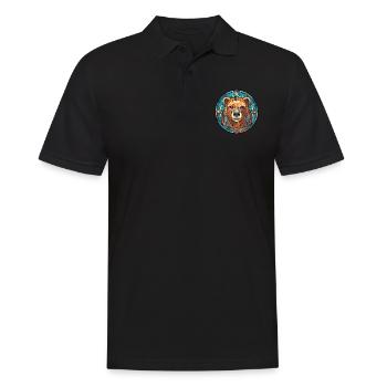 Bear Colorful Watercolor Animal Pet Illustration - Men's Polo Shirt - black - Front - Kai (181cm)