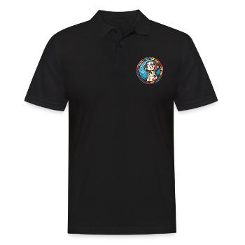 Dalmatiner Hund Buntes Aquarell Tier Karikatur - Männer Poloshirt - Schwarz - Vorne - Kai (181cm)