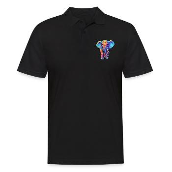Éléphant Aquarelle Colorée Dessin Animé Kawaii Animal - Polo Homme - noir - Devant - Kai (181cm)