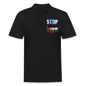 Arrêtez la guerre maintenant - Polo Homme - noir - Devant - Kai (181cm)
