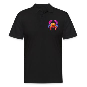 Crab Colorful Watercolor Cartoon Kawaii Animal - Men's Polo Shirt - black - Front - Kai (181cm)