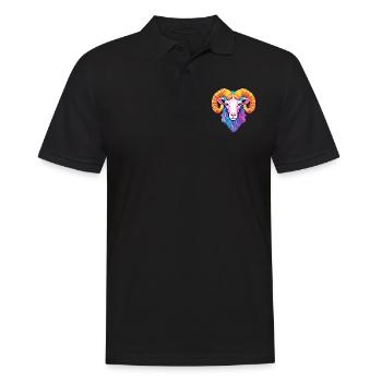 Ram Colorful Watercolor Cartoon Kawaii Animal - Men's Polo Shirt - black - Front - Kai (181cm)