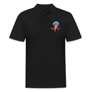 Squid Colorful Watercolor Cartoon Kawaii Animal - Men's Polo Shirt - black - Front - Kai (181cm)