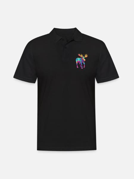 Elg farverig akvarel tegneserie Kawaii Animal - Herre poloshirt - sort