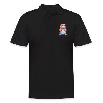 Biber buntes Aquarell Cartoon Kawaii Tier - Männer Poloshirt - Schwarz - Vorne - Kai (181cm)