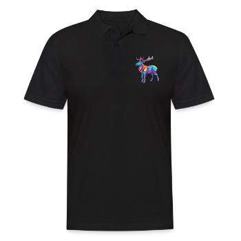 Elch bunte Aquarell-Karikatur Kawaii-Tier - Männer Poloshirt - Schwarz - Vorne - Kai (181cm)