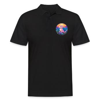 Axolotl Aquarelle Colorée Dessin Animé Kawaii Animal - Polo Homme - noir - Devant - Kai (181cm)