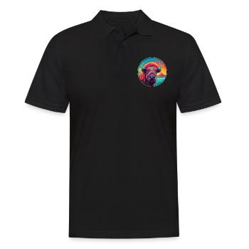 Buffalo Colorful Watercolor Cartoon Kawaii Animal - Men's Polo Shirt - black - Front - Kai (181cm)