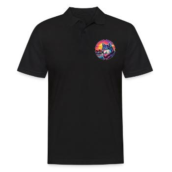 Wolf Buntes Aquarell Cartoon Kawaii Tier - Männer Poloshirt - Schwarz - Vorne - Kai (181cm)