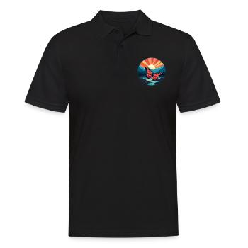 Schmetterling Bunte Aquarell-Karikatur Kawaii Haustier - Männer Poloshirt - Schwarz - Vorne - Kai (181cm)