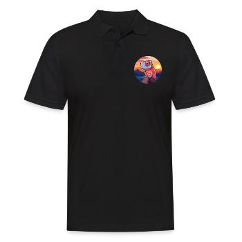 Chameleon Colorful Watercolor Cartoon Kawaii Pet - Men's Polo Shirt - black - Front - Kai (181cm)