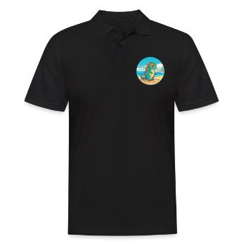Chameleon Watercolor Cartoon Kawaii Clipart Animal - Men's Polo Shirt - black - Front - Kai (181cm)