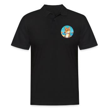Coyote Watercolor Cartoon Kawaii Clipart Animal - Men's Polo Shirt - black - Front - Kai (181cm)