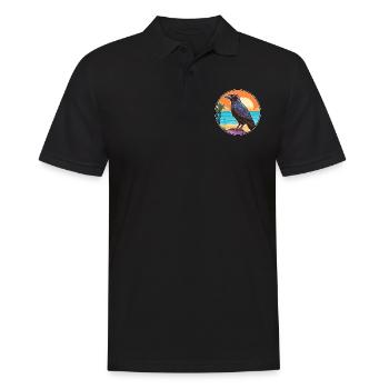 Crow Watercolor Cartoon Kawaii Clipart Animal - Men's Polo Shirt - black - Front - Kai (181cm)