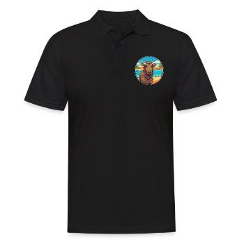 Buffalo Watercolor Cartoon Kawaii Clipart Animal - Men's Polo Shirt - black - Front - Kai (181cm)