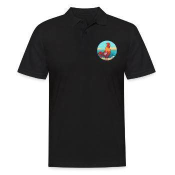 Hahn Aquarell Karikatur Kawaii Clipart Tier - Männer Poloshirt - Schwarz - Vorne - Kai (181cm)