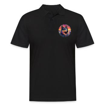 Böhmischer Schäferhund Rasse Bunte Karikatur Wasser - Männer Poloshirt - Schwarz - Vorne - Kai (181cm)