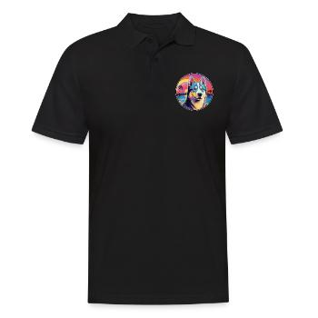 Labrador canadien Husky chien race coloré dessin animé - Polo Homme - noir - Devant - Kai (181cm)
