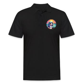 Cavalier Dog Breed Colorful Cartoon Watercolor - Men's Polo Shirt - black - Front - Kai (181cm)