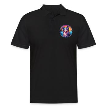 Chien de berger croate race de chien coloré dessin animé eau - Polo Homme - noir - Devant - Kai (181cm)
