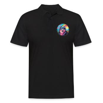 Chien de Laponie finlandais Race de dessin animé coloré Waterc - Polo Homme - noir - Devant - Kai (181cm)