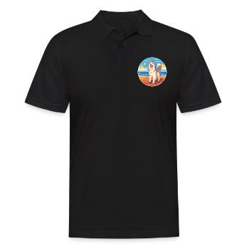 Alaskan Malamute Hund Rasse Cartoon Kawaii Clipart - Männer Poloshirt - Schwarz - Vorne - Kai (181cm)