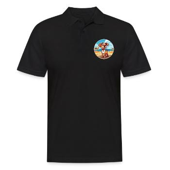 Billy chien race dessin animé Kawaii Clipart aquarelle - Polo Homme - noir - Devant - Kai (181cm)