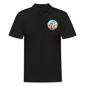 Tschechoslowakischer Wolfshund Hunderasse Karikatur Kawaii - Männer Poloshirt - Schwarz - Vorne - Kai (181cm)