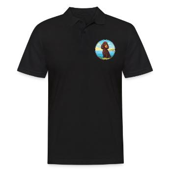 Irischer Wasserspaniel Hund Rasse Cartoon Kawaii Hund - Männer Poloshirt - Schwarz - Vorne - Kai (181cm)