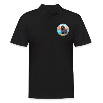 Terre-Neuve chien race Cartoon Kawaii Clipart chien - Polo Homme - noir - Devant - Kai (181cm)