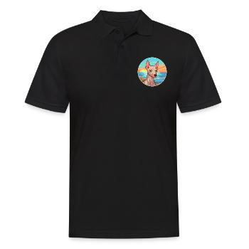 Chien nu péruvien race Cartoon Kawaii Clipart - Polo Homme - noir - Devant - Kai (181cm)