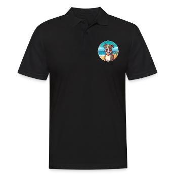 Pitbull chien race dessin animé Kawaii Clipart chien animal de compagnie - Polo Homme - noir - Devant - Kai (181cm)
