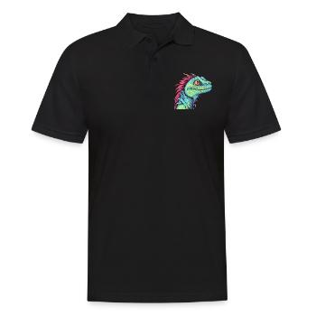 Basilisk Buntes Aquarell Cartoon Kawaii Tier - Männer Poloshirt - Schwarz - Vorne - Kai (181cm)