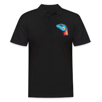 Eidechse Buntes Aquarell Cartoon Kawaii Tier - Männer Poloshirt - Schwarz - Vorne - Kai (181cm)