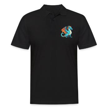 Drache Buntes Aquarell Cartoon Kawaii Tier - Männer Poloshirt - Schwarz - Vorne - Kai (181cm)