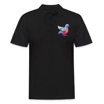 Colombe Aquarelle Colorée Dessin Animé Kawaii Animal - Polo Homme - noir - Devant - Kai (181cm)