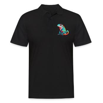 Lizard Colorful Watercolor Cartoon Kawaii Animal - Men's Polo Shirt - black - Front - Kai (181cm)