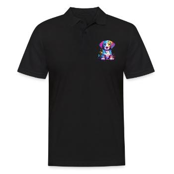 Dog Colorful Watercolor Cartoon Kawaii Animal - Men's Polo Shirt - black - Front - Kai (181cm)