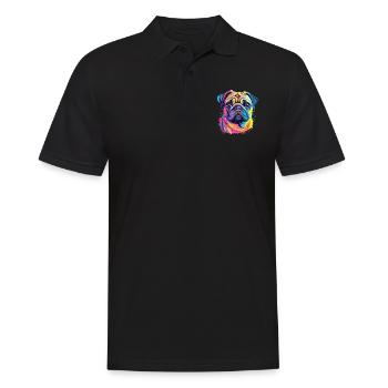 Mopshund buntes Aquarell Cartoon Kawaii Tier - Männer Poloshirt - Schwarz - Vorne - Kai (181cm)