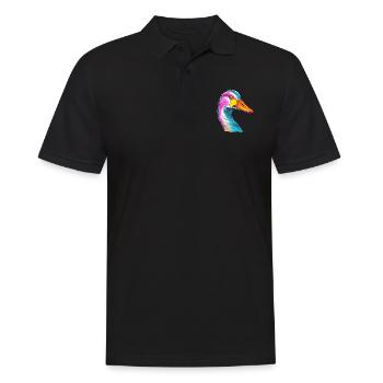 Goose Colorful Watercolor Cartoon Kawaii Animal - Men's Polo Shirt - black - Front - Kai (181cm)