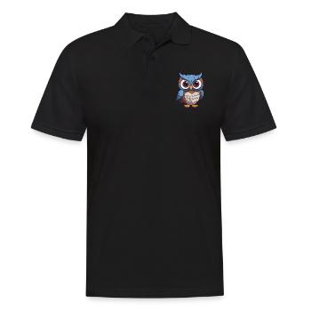 Hibou mignon dessin animé kawaii aquarelle animal de compagnie - Polo Homme - noir - Devant - Kai (181cm)