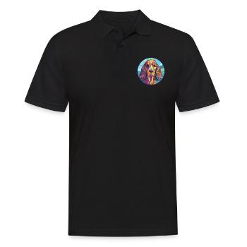 Englischer Cocker Spaniel Hund Buntglas Bunt - Männer Poloshirt - Schwarz - Vorne - Kai (181cm)