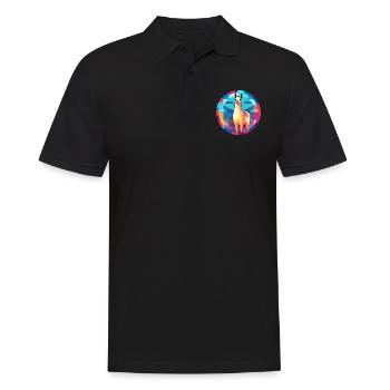 Llama Stained Glass Colorful Cartoon Kawaii Animal - Men's Polo Shirt - black - Front - Kai (181cm)