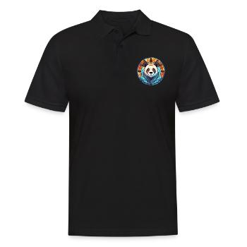 Panda Buntglas Bunte Karikatur Kawaii Tier - Männer Poloshirt - Schwarz - Vorne - Kai (181cm)