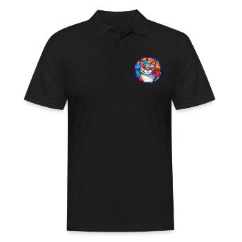 Katze Buntes Glas Bunte Karikatur Kawaii Tier - Männer Poloshirt - Schwarz - Vorne - Kai (181cm)