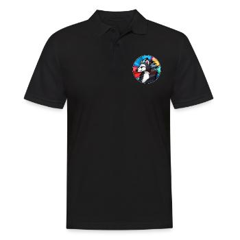Skunk vitrail coloré dessin animé Kawaii Animal - Polo Homme - noir - Devant - Kai (181cm)
